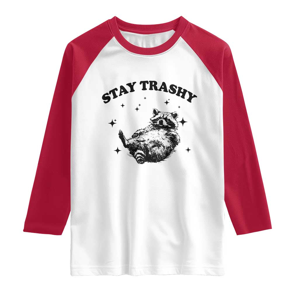 Funny Raccoon Meme Raglan Shirt Stay Trashy