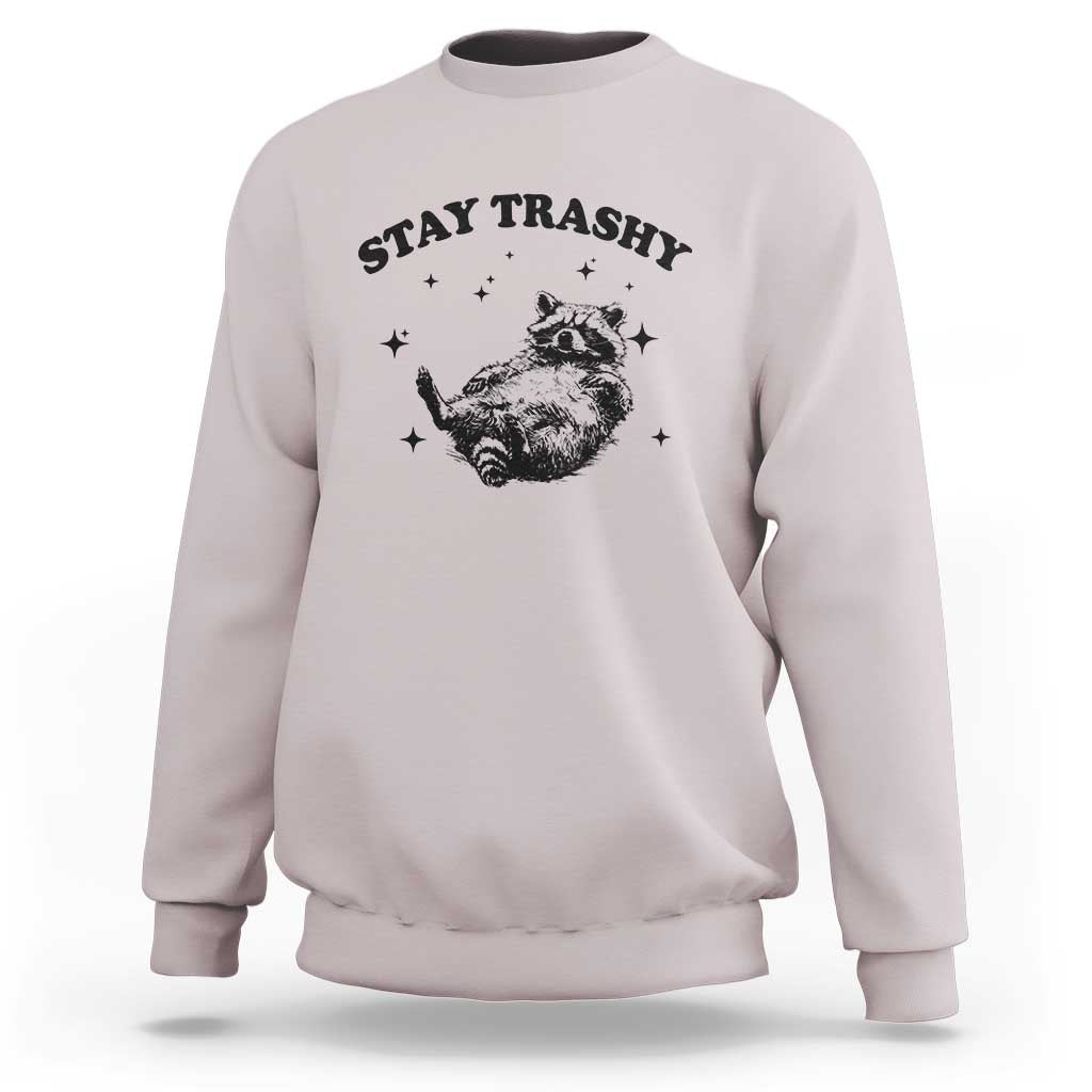 Funny Raccoon Meme Sweatshirt Stay Trashy