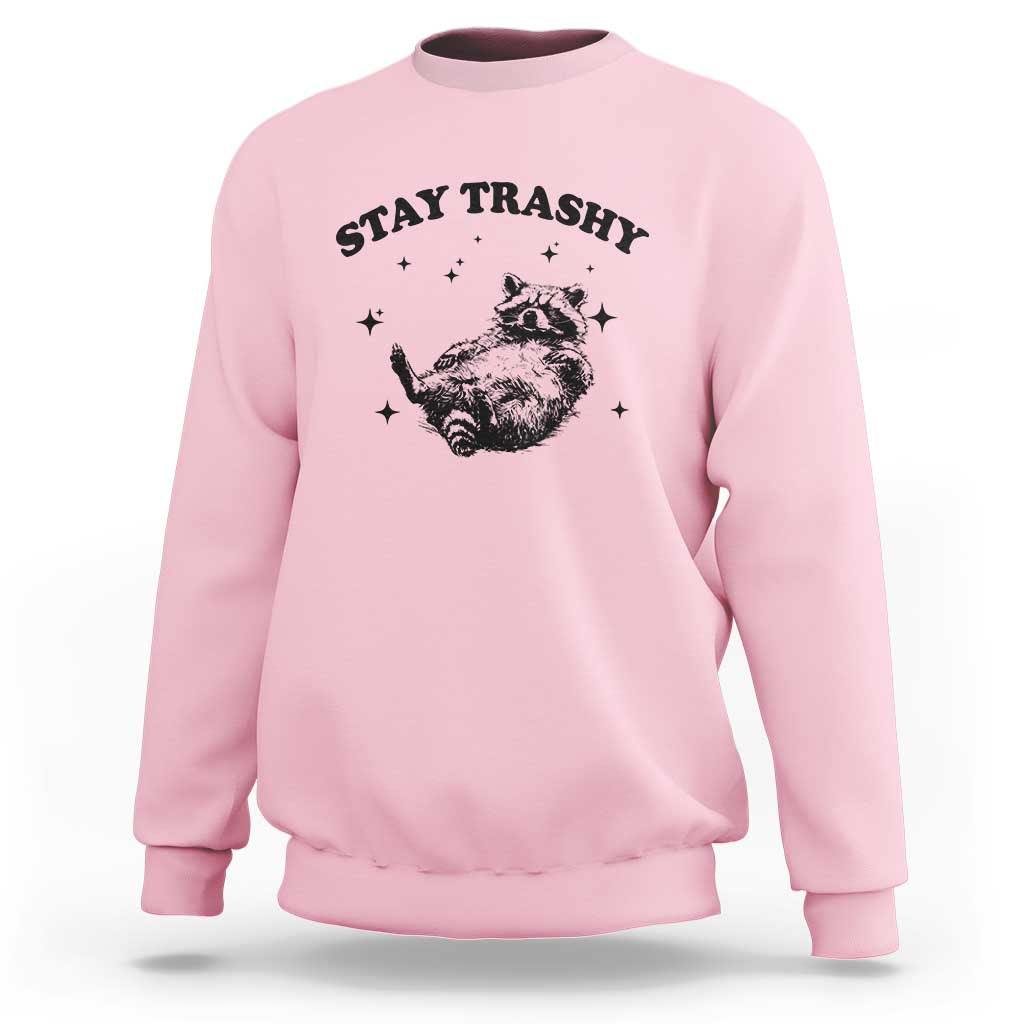 Funny Raccoon Meme Sweatshirt Stay Trashy