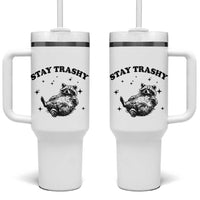 Funny Raccoon Meme Tumbler With Handle Stay Trashy