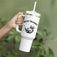 Funny Raccoon Meme Tumbler With Handle Stay Trashy