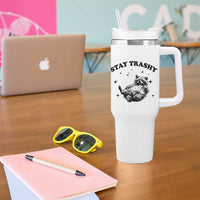 Funny Raccoon Meme Tumbler With Handle Stay Trashy