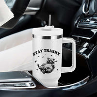 Funny Raccoon Meme Tumbler With Handle Stay Trashy