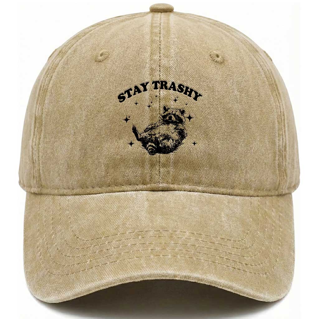Funny Raccoon Meme Washed Cotton Baseball Cap Stay Trashy