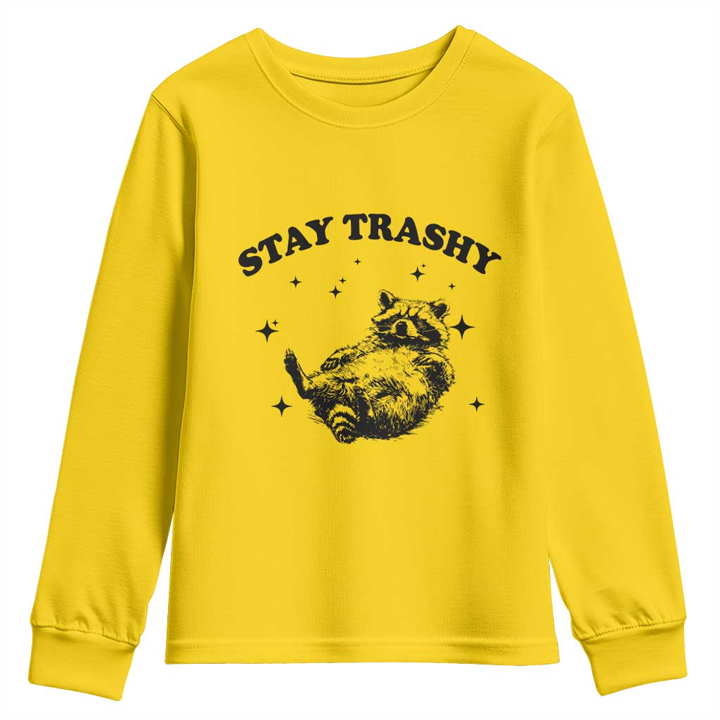 Funny Raccoon Meme Youth Sweatshirt Stay Trashy