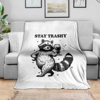 Stay Trashy Raccoon Throw Blanket Funny Raccoon Drinking Wine Meme