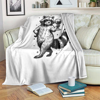 Stay Trashy Raccoon Throw Blanket Funny Raccoon Drinking Wine Meme