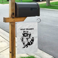 Stay Trashy Raccoon Garden Flag Funny Raccoon Drinking Wine Meme