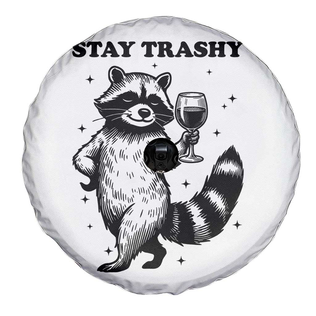 Stay Trashy Raccoon Spare Tire Cover Funny Raccoon Drinking Wine Meme