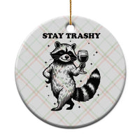 Stay Trashy Raccoon Ceramic Ornament Funny Raccoon Drinking Wine Meme