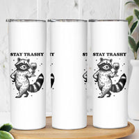 Stay Trashy Raccoon Skinny Tumbler Funny Raccoon Drinking Wine Meme