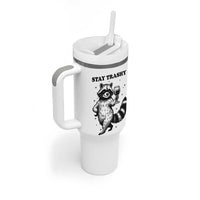 Stay Trashy Raccoon Tumbler With Handle Funny Raccoon Drinking Wine Meme