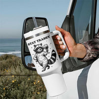 Stay Trashy Raccoon Tumbler With Handle Funny Raccoon Drinking Wine Meme
