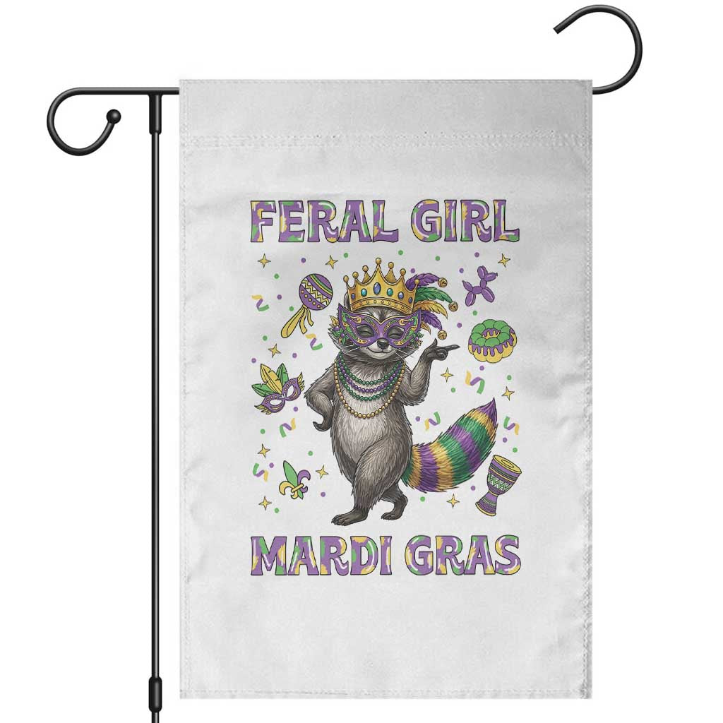Mardi Gras Raccoon Garden Flag Feral Girl Mardi Gras
