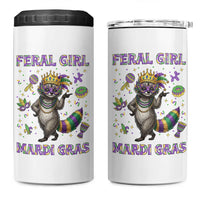 Mardi Gras Raccoon 4 in 1 Can Cooler Tumbler Feral Girl Mardi Gras