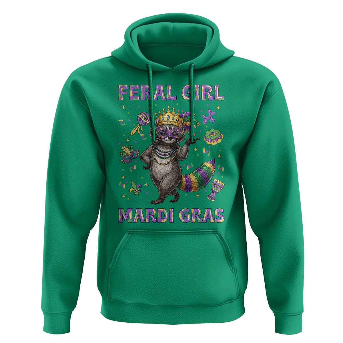 Mardi Gras Raccoon Hoodie Feral Girl Mardi Gras