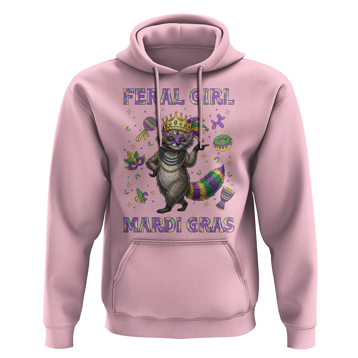 Mardi Gras Raccoon Hoodie Feral Girl Mardi Gras