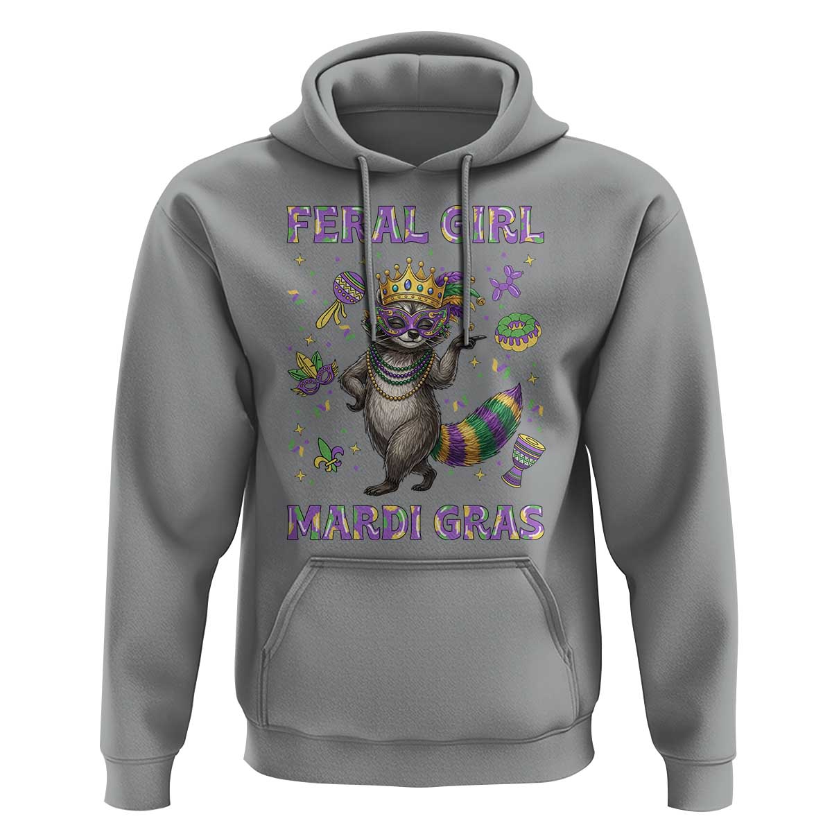 Mardi Gras Raccoon Hoodie Feral Girl Mardi Gras