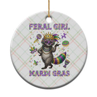 Mardi Gras Raccoon Ceramic Ornament Feral Girl Mardi Gras