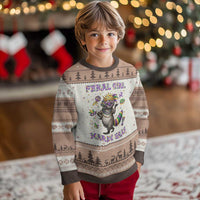 Mardi Gras Raccoon Ugly Christmas Sweater Feral Girl Mardi Gras