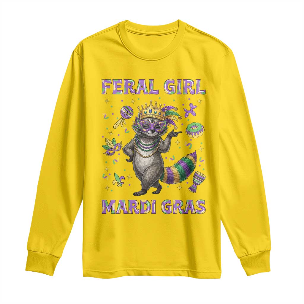 Mardi Gras Raccoon Long Sleeve Shirt Feral Girl Mardi Gras