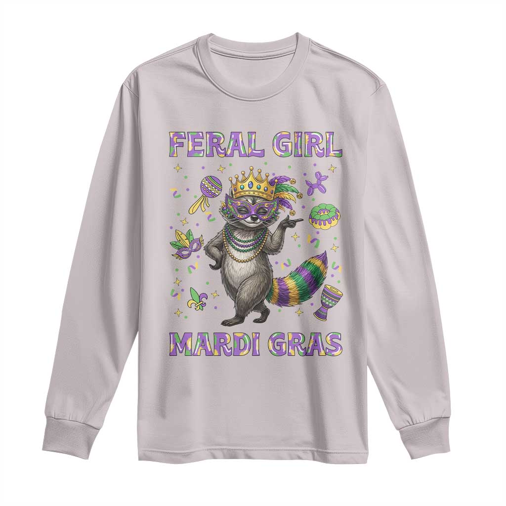 Mardi Gras Raccoon Long Sleeve Shirt Feral Girl Mardi Gras