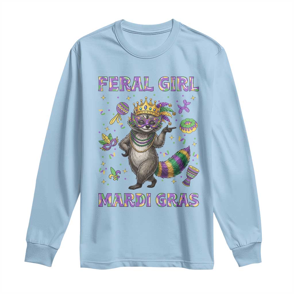 Mardi Gras Raccoon Long Sleeve Shirt Feral Girl Mardi Gras