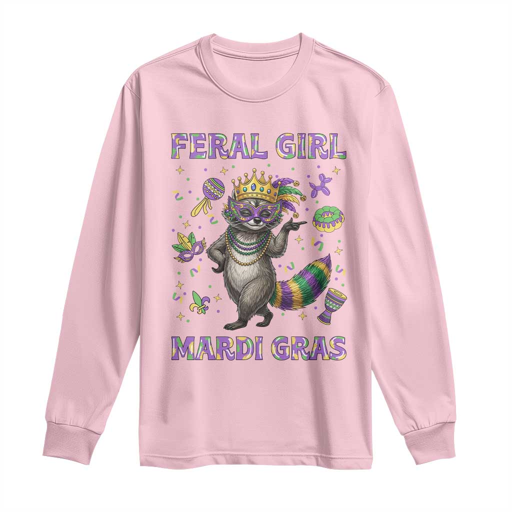 Mardi Gras Raccoon Long Sleeve Shirt Feral Girl Mardi Gras