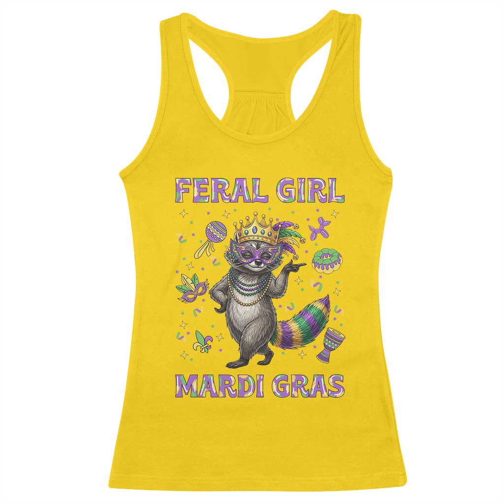 Mardi Gras Raccoon Racerback Tank Top Feral Girl Mardi Gras