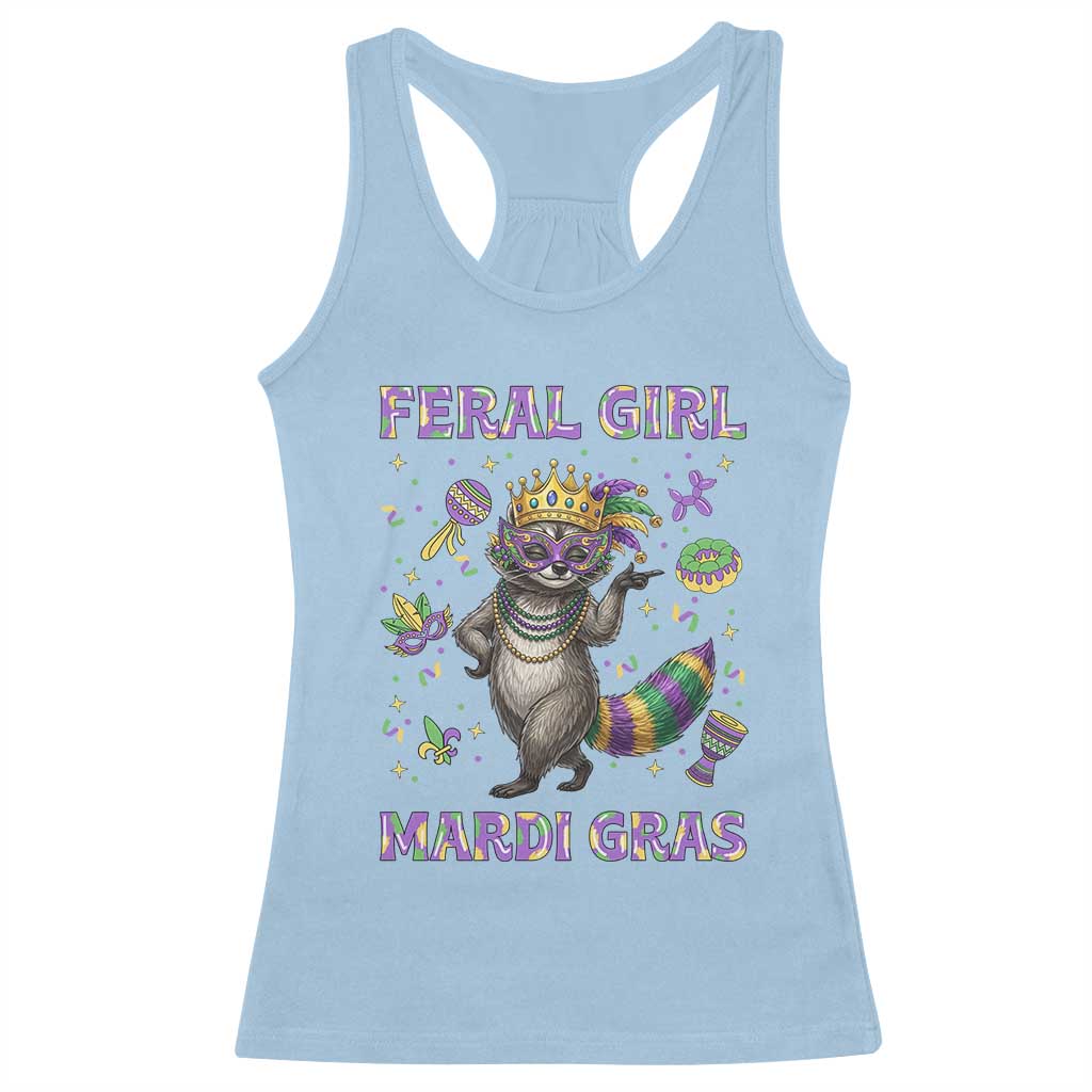 Mardi Gras Raccoon Racerback Tank Top Feral Girl Mardi Gras
