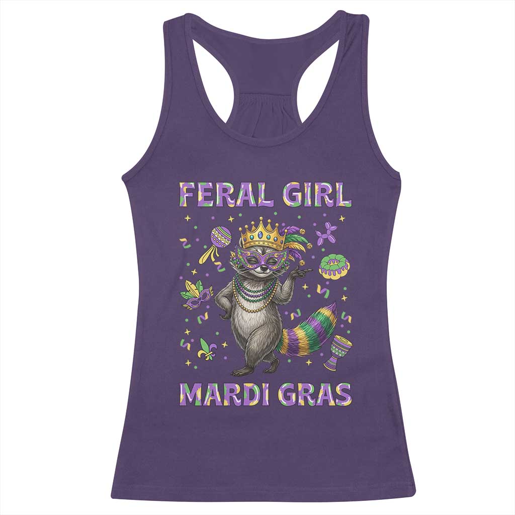 Mardi Gras Raccoon Racerback Tank Top Feral Girl Mardi Gras