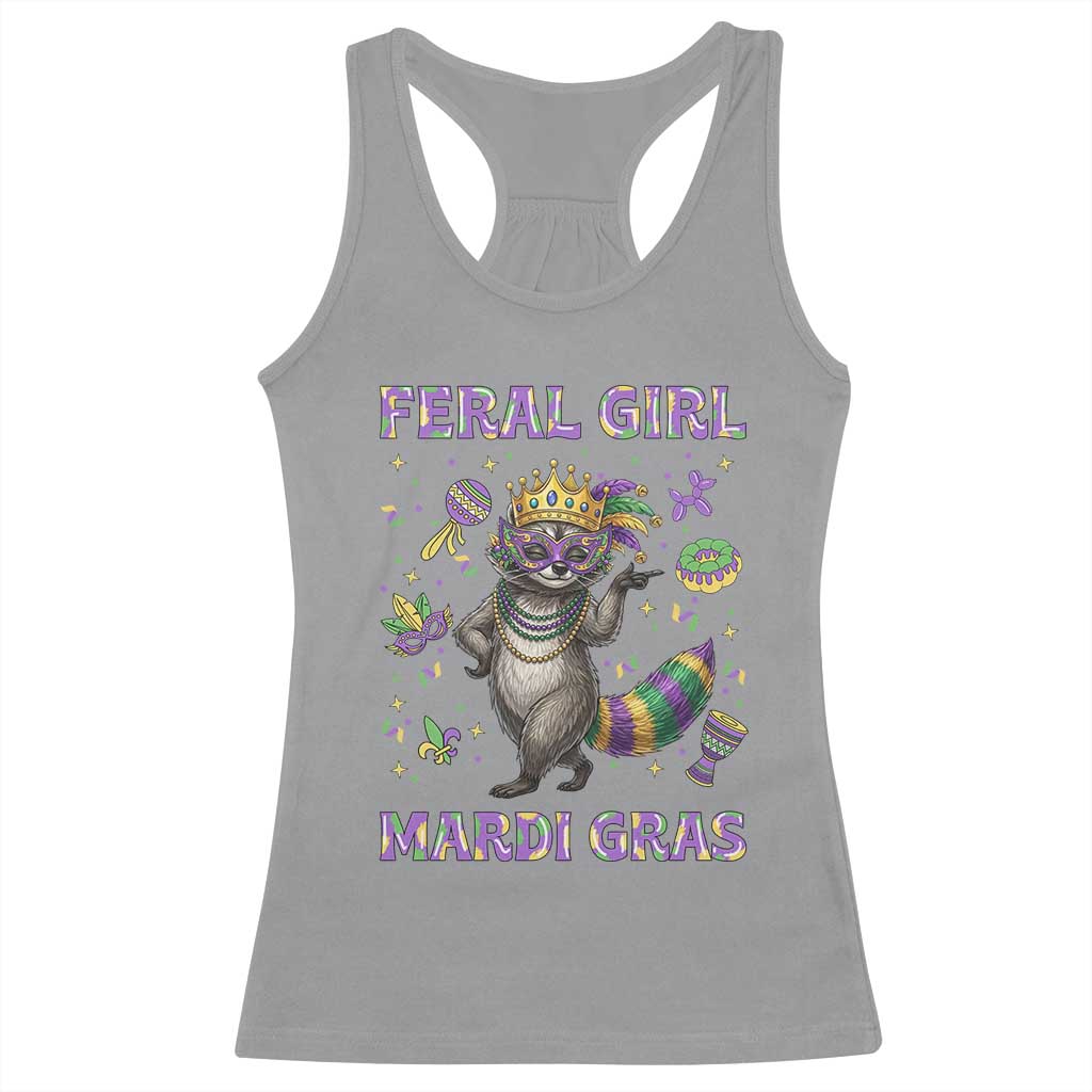 Mardi Gras Raccoon Racerback Tank Top Feral Girl Mardi Gras