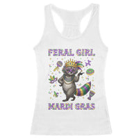 Mardi Gras Raccoon Racerback Tank Top Feral Girl Mardi Gras