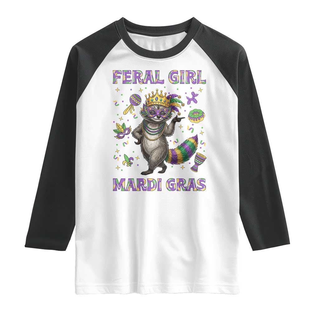Mardi Gras Raccoon Raglan Shirt Feral Girl Mardi Gras