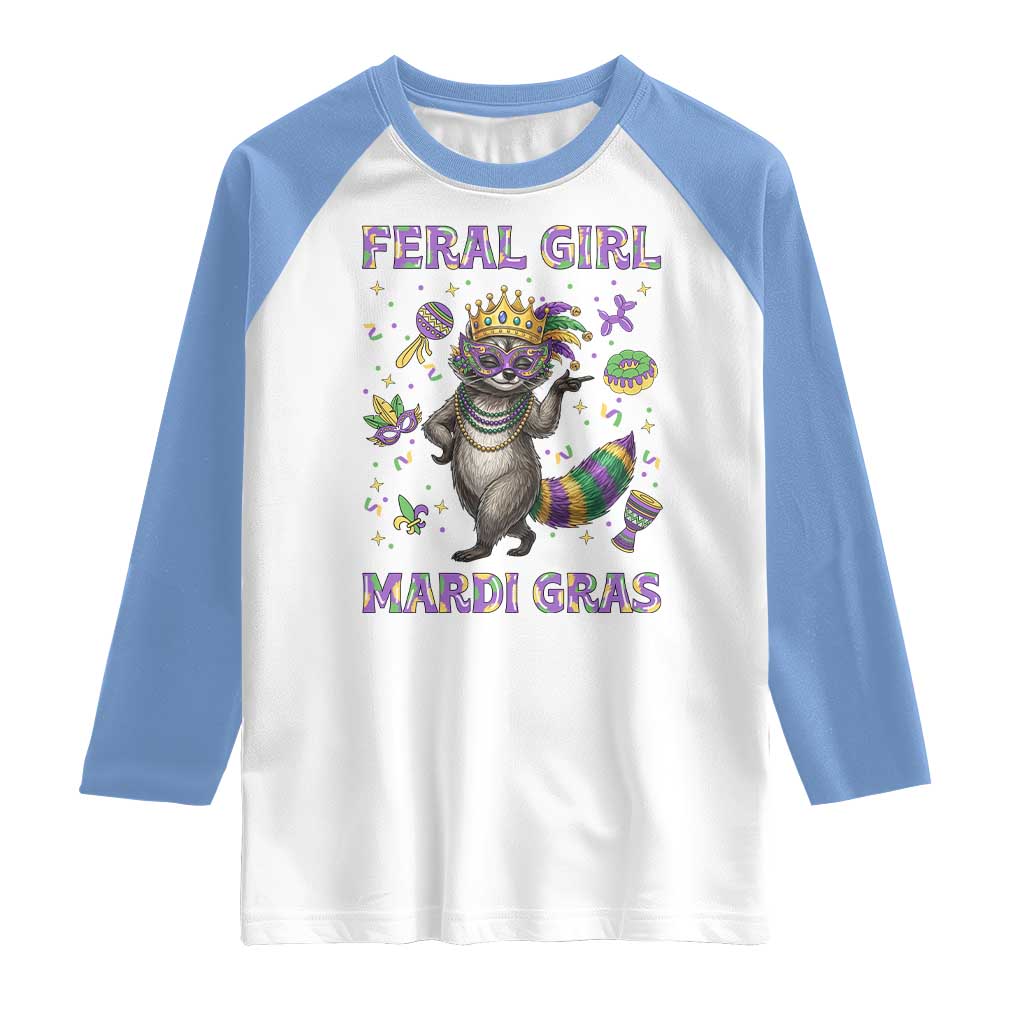 Mardi Gras Raccoon Raglan Shirt Feral Girl Mardi Gras
