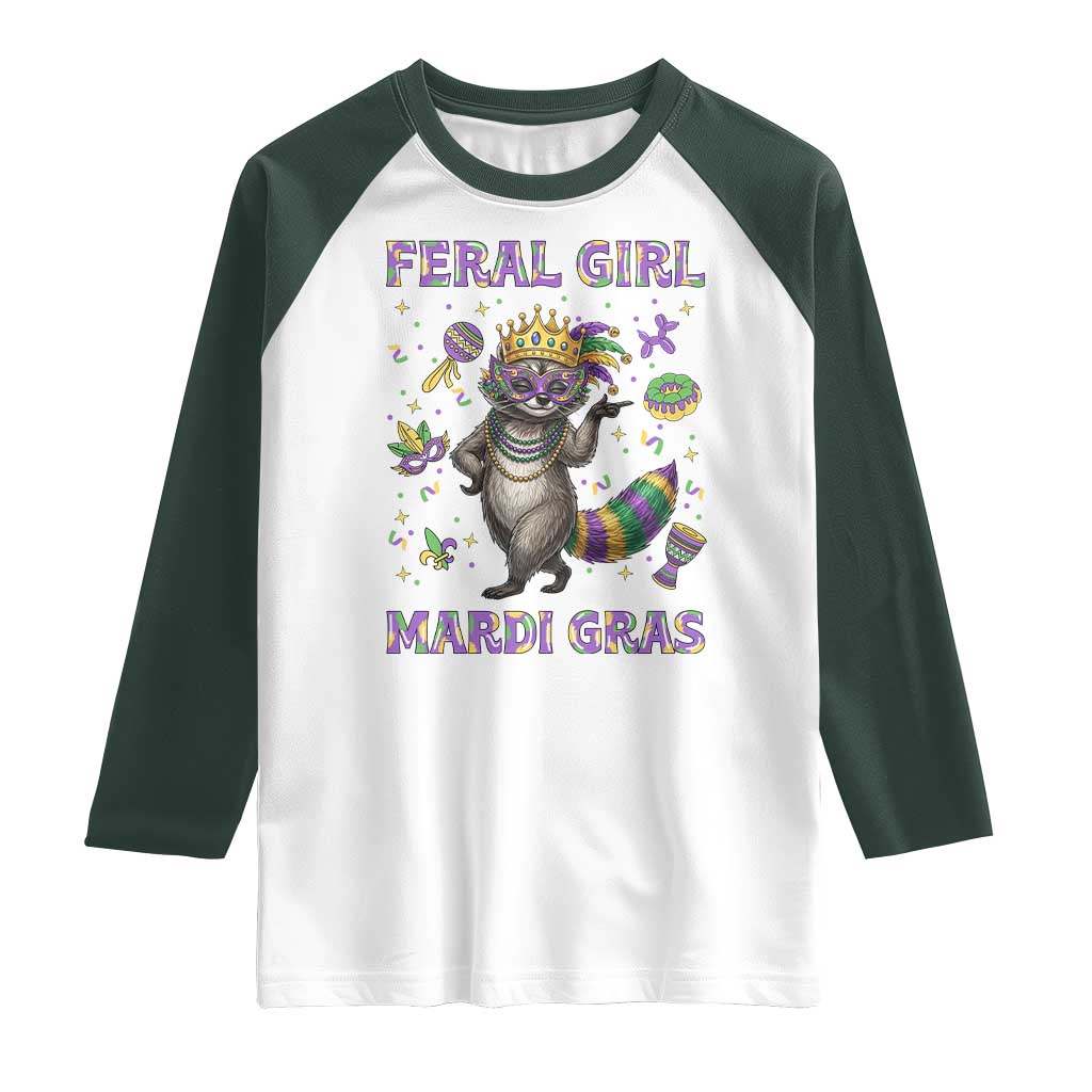 Mardi Gras Raccoon Raglan Shirt Feral Girl Mardi Gras