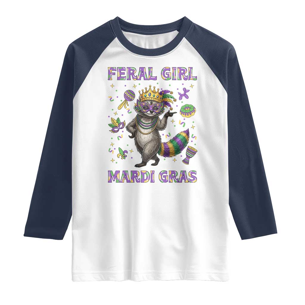 Mardi Gras Raccoon Raglan Shirt Feral Girl Mardi Gras