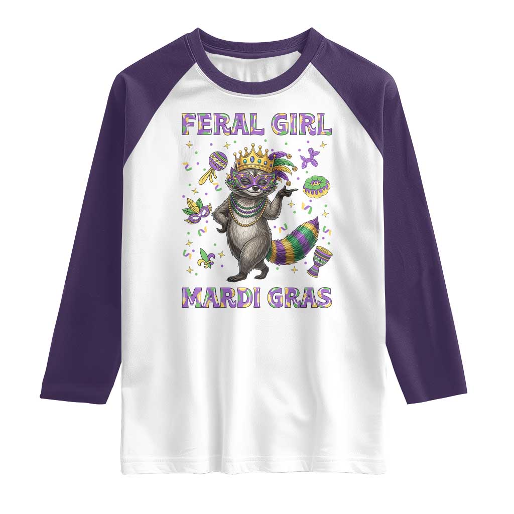 Mardi Gras Raccoon Raglan Shirt Feral Girl Mardi Gras
