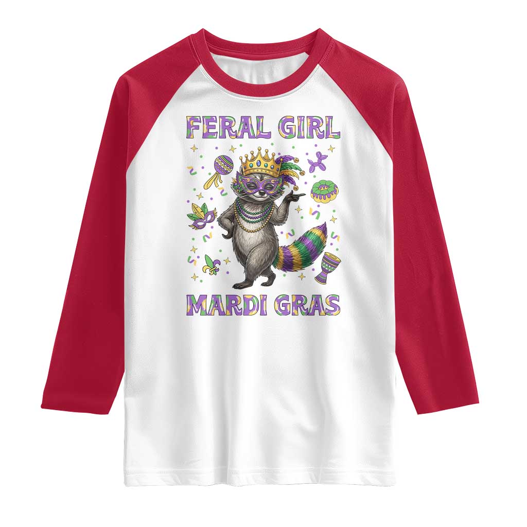 Mardi Gras Raccoon Raglan Shirt Feral Girl Mardi Gras