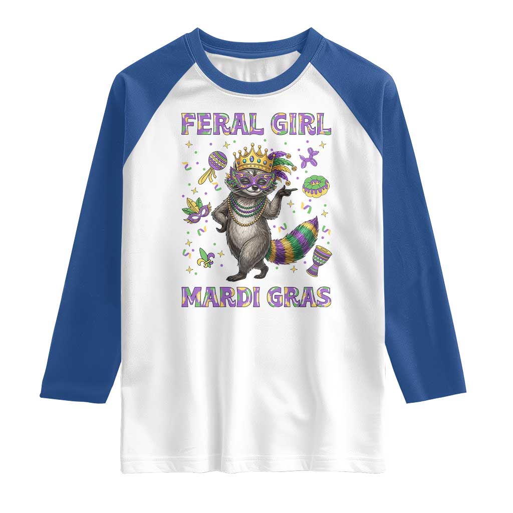 Mardi Gras Raccoon Raglan Shirt Feral Girl Mardi Gras