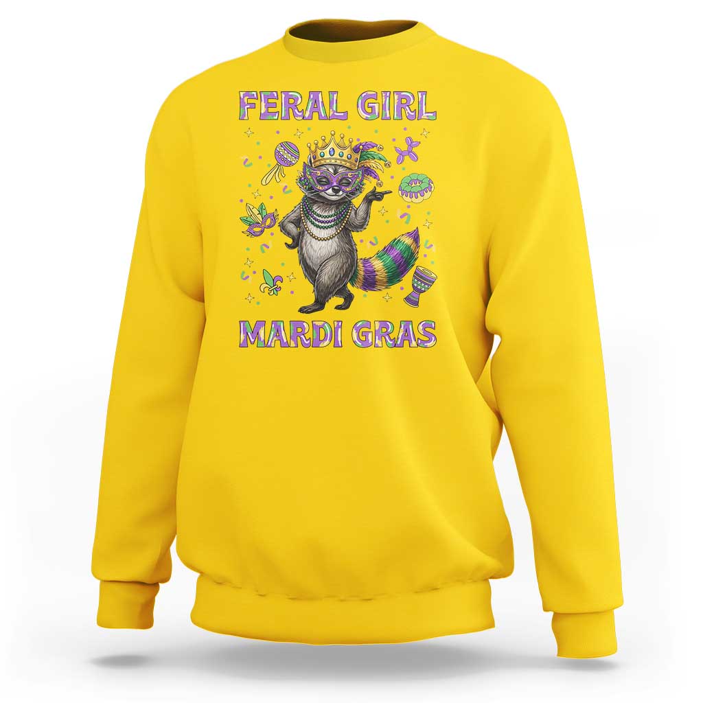 Mardi Gras Raccoon Sweatshirt Feral Girl Mardi Gras