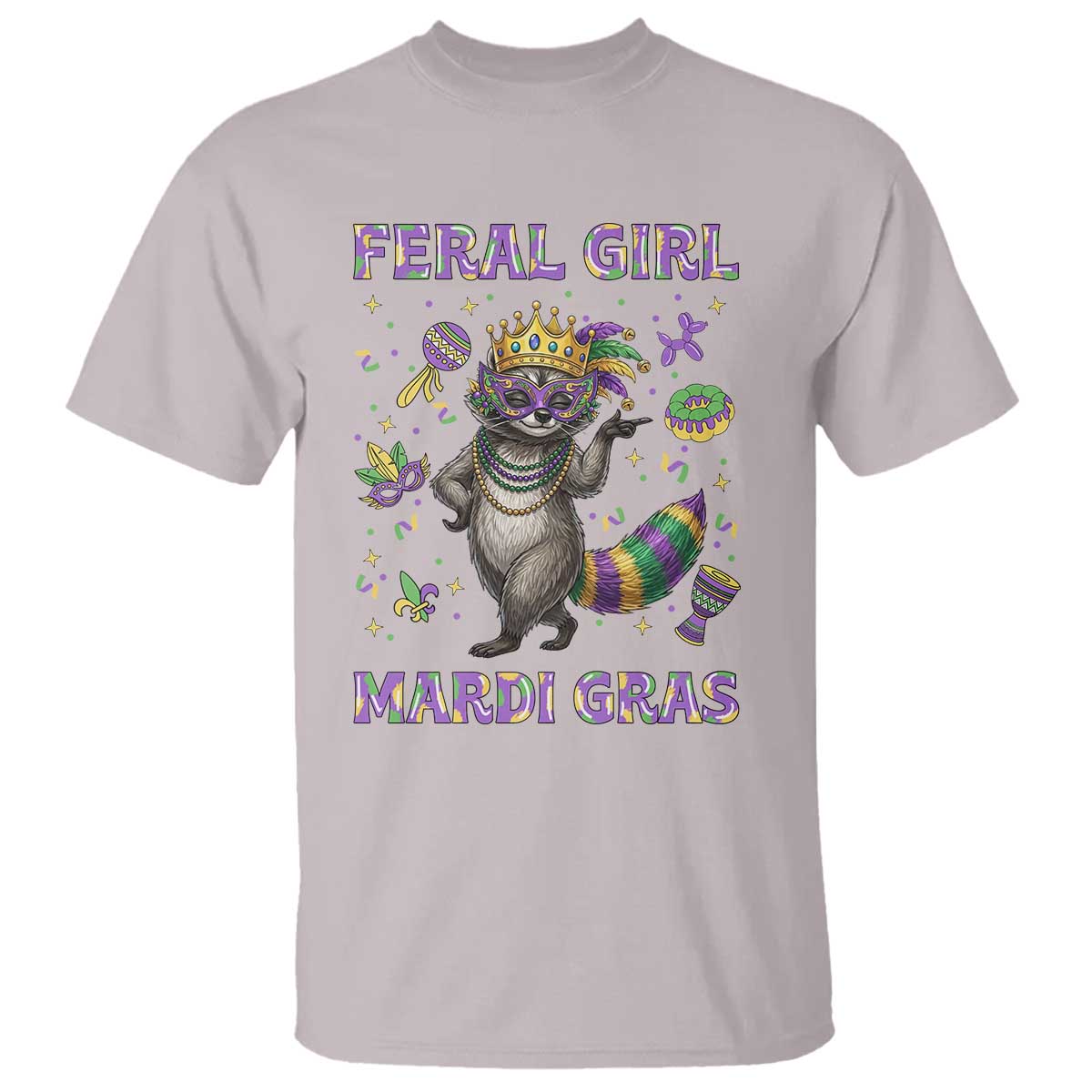 Mardi Gras Raccoon T Shirt Feral Girl Mardi Gras