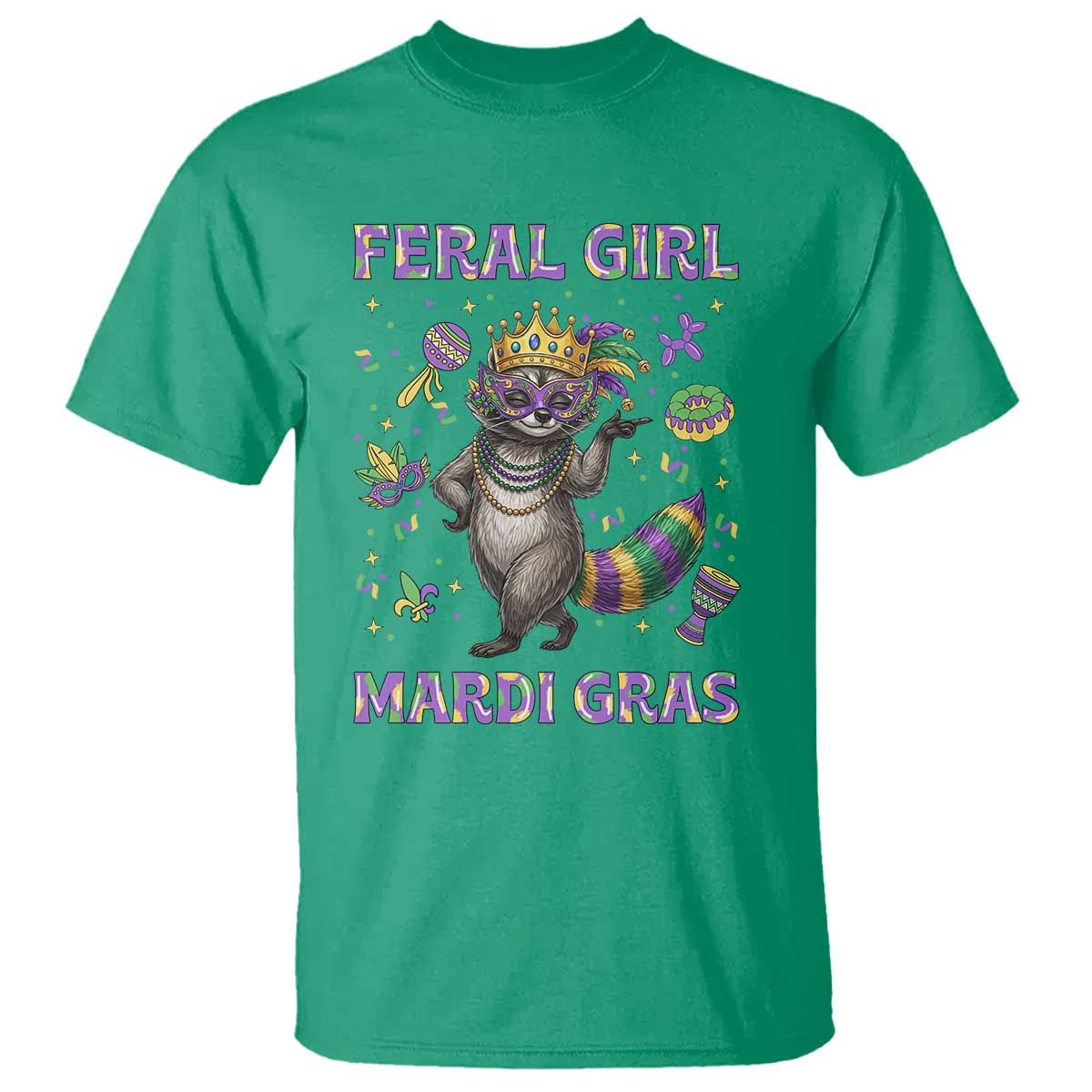 Mardi Gras Raccoon T Shirt Feral Girl Mardi Gras