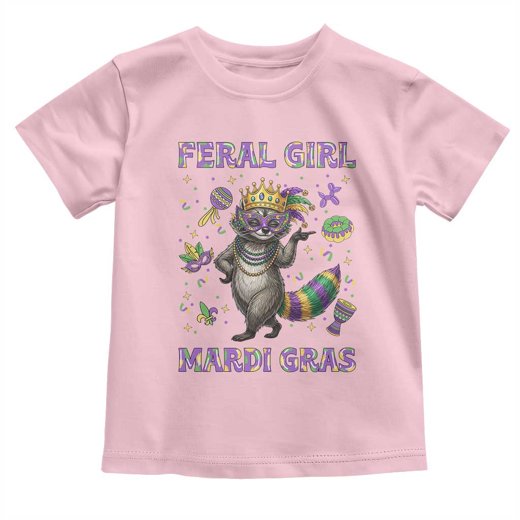 Mardi Gras Raccoon Toddler T Shirt Feral Girl Mardi Gras