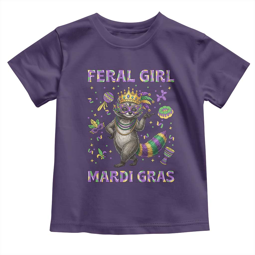 Mardi Gras Raccoon Toddler T Shirt Feral Girl Mardi Gras