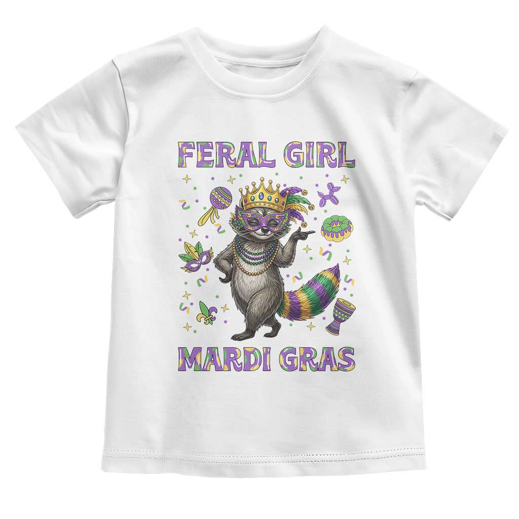 Mardi Gras Raccoon Toddler T Shirt Feral Girl Mardi Gras