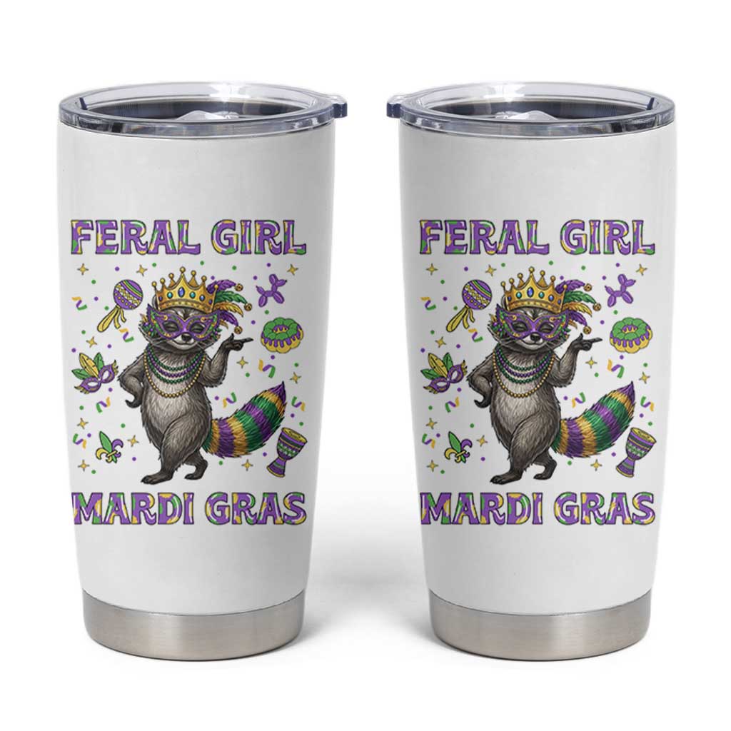 Mardi Gras Raccoon Tumbler Cup Feral Girl Mardi Gras