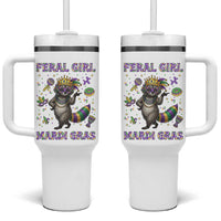 Mardi Gras Raccoon Tumbler With Handle Feral Girl Mardi Gras