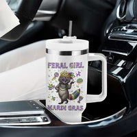 Mardi Gras Raccoon Tumbler With Handle Feral Girl Mardi Gras