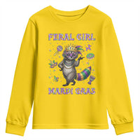 Mardi Gras Raccoon Youth Sweatshirt Feral Girl Mardi Gras